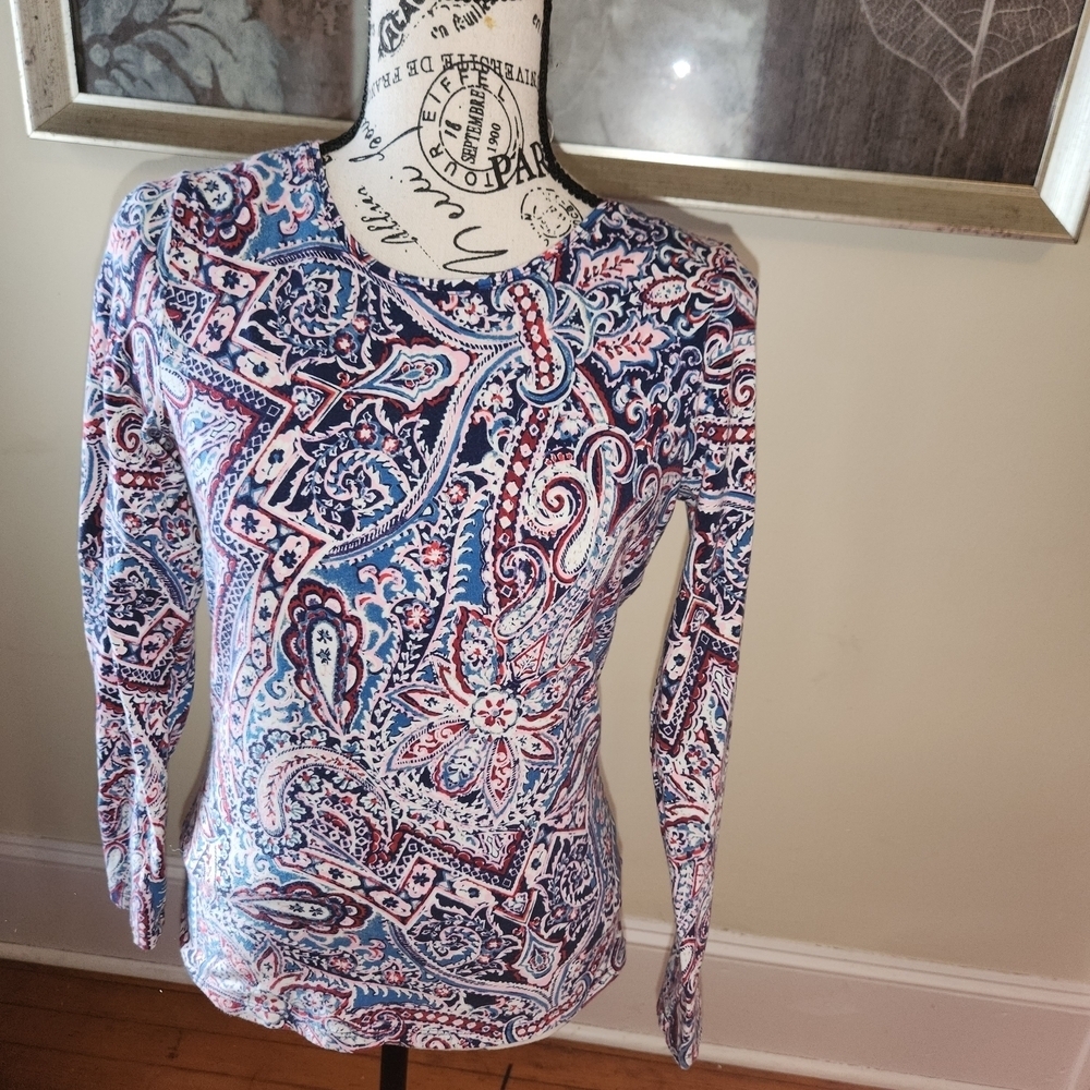 Talbots Multicolor Paisley Long Sleeve Top